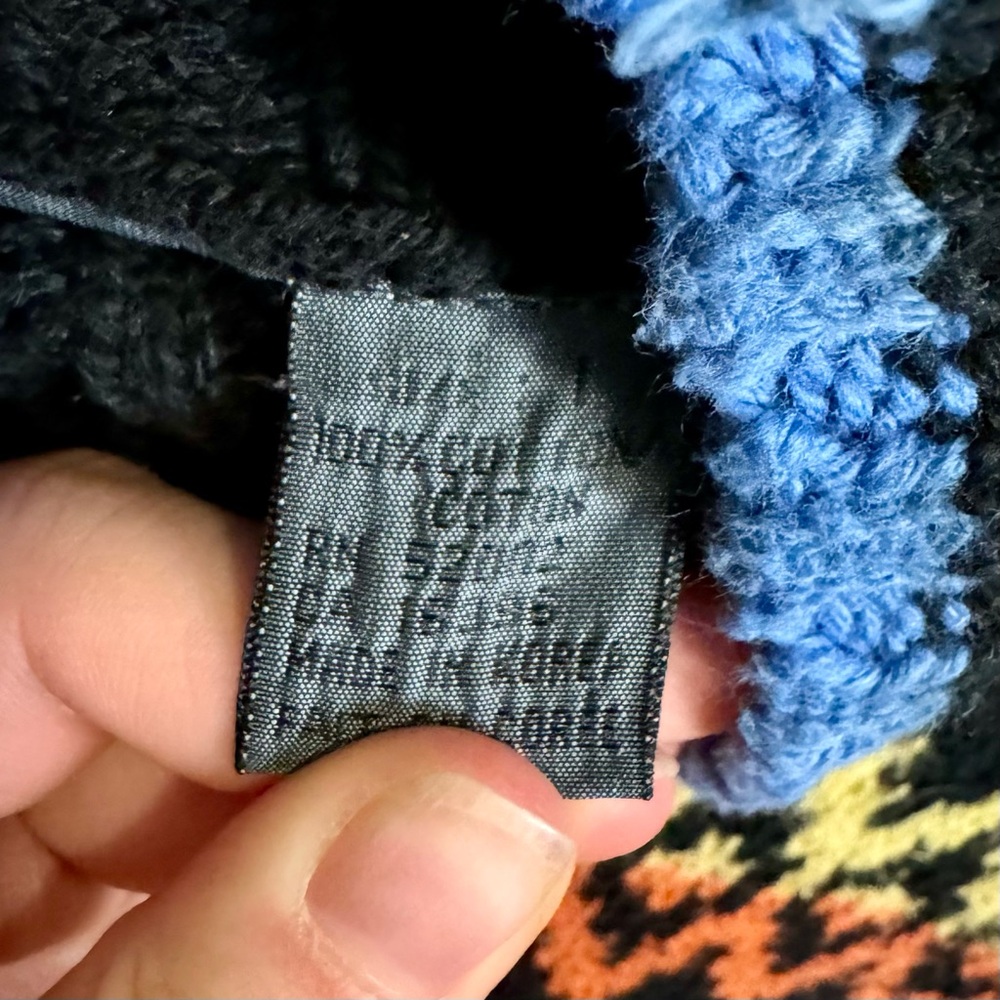 Vintage Black Liz Wear Chucky Cotton Turtleneck Sweater With Colorful Design - Picture 8 of 11